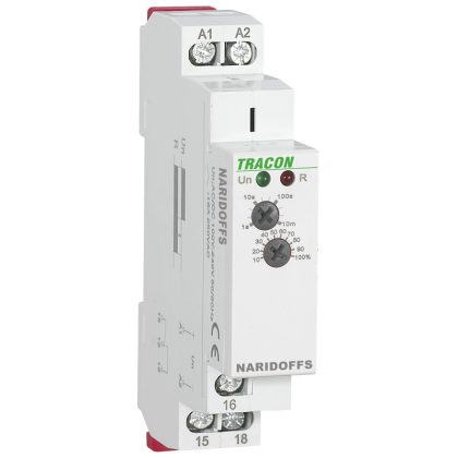 TRACON NARIDOFFS Elengedéskésleltetéses tápfeszültség vezérelt időrelé AC/DC 12-240V, 0,1s