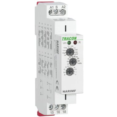TRACON NARIMF Multifunkciós időrelé (10 funkció) AC/DC 12-240V, 0,1s-10d, 16A/AC1, 250VAC/