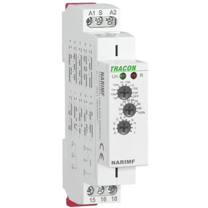TRACON NARIMF Multifunkciós időrelé (10 funkció) AC/DC 12-240V, 0,1s-10d, 16A/AC1, 250VAC/