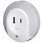   TRACON NLUSBC Éjszakai fény USB-C porttal 230VAC, 50Hz, 0,4W, 15lm, CDS, 1xUSB, 1xUSB-C