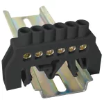   TRACON NPE-BK6-6 Szigetelt földelősín (N/PE), fekete 230/400VAC, 63A, 6×9mm, 6P, IP20