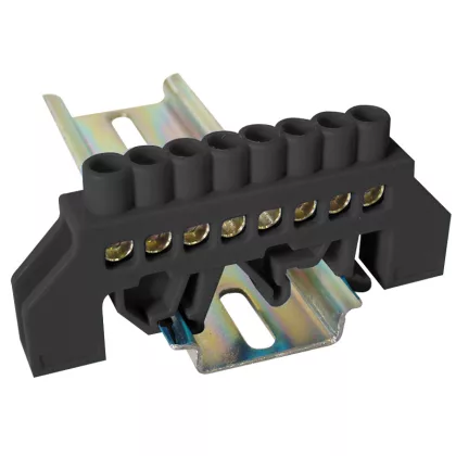   TRACON NPE-BK6-8 Szigetelt földelősín (N/PE), fekete 230/400VAC, 63A, 6×9mm, 8P, IP20