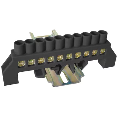 TRACON NPE-BK8-10 Szigetelt földelősín (N/PE), fekete 230/400VAC, 100A, 8×12mm, 10P, IP20