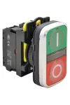 TRACON NYG3-D1 Kettős BE-KI nyomógomb, I-O, zöld+piros 1×NO+1×NC, 5A/230V AC-15, IP65