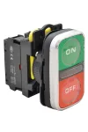 TRACON NYG3-D2 Kettős BE-KI nyomógomb, ON-OFF, zöld+piros 1×NO+1×NC, 5A/230V AC-15, IP65