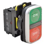 TRACON NYG3-DL2 Kettős világító BE-KI nyomógomb, ON-OFF, zöld+piros 1×NO+1×NC, 5A/230V AC-
