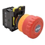 TRACON NYG3-ETLR Vészgomb, világító, reteszelt,piros 1×NC, 5A/230V AC-15, 40mm, IP65, LED 