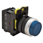TRACON NYG3-HLB Világító nyomógomb, kiálló, kék 1×NO, 5A/230V AC-15, IP65, LED 230V AC/DC