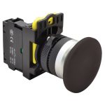 TRACON NYG3-MBK Gombafejű nyomógomb, fekete 1×NO, 5A/230V AC-15, 40mm, IP65