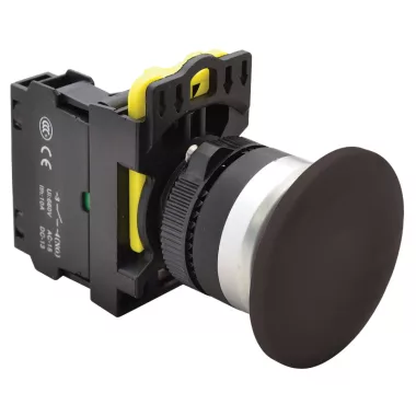 TRACON NYG3-MBK Gombafejű nyomógomb, fekete 1×NO, 5A/230V AC-15, 40mm, IP65