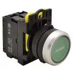   TRACON NYG3-P1L Jelölt, világító nyomógomb, zöld, (fehér I) 1×NO, 5A/230V AC-15, IP65, LED 230V AC/DC