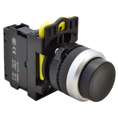 TRACON NYK3-HBK Kiálló nyomókapcsoló, fekete 1×NO, 5A/230V AC-15, IP42