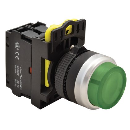 TRACON NYK3-HLG Világító nyomókapcsoló, kiálló, zöld 1×NO, 5A/230V AC-15, IP42, LED 230V A