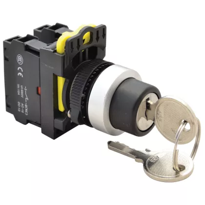   TRACON NYK3-K34 Kulcsos kapcsoló, bal-jobb-közép KI, háromállású, rugóvissza 1×NO+1×NC, 5A/230V AC-15, IP42