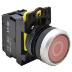  TRACON NYK3-P2L Jelölt, világító nyomókapcsoló, piros, (fehér 0) 1×NC, 5A/230V AC-15, IP65, LED 230V AC/DC