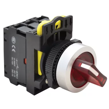 TRACON NYK3-SL21R Világítókaros kapcsoló, piros,LED, kétállású 1×NO+1×NC, 5A/230V AC-15, IP65, LED 230V AC/DC