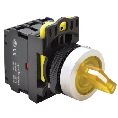 TRACON NYK3-SL24Y Világítókaros kapcsoló, sárga,LED, kétállású, rugóvissza 1×NO+1×NC, 5A/230V AC-15, IP65, LED 230V AC/DC