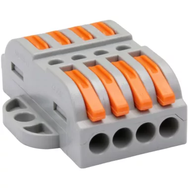 TRACON OVOFT44 Csavar nélküli vezetékösszekötő, toldó, nyitható 0,5-4mm2, 32A, 400VAC 4P