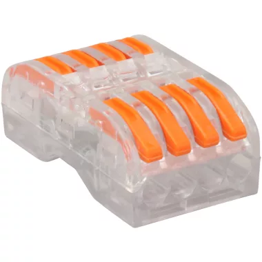 TRACON OVOTT44 Csavar nélküli vezetékösszekötő, toldó, nyitható, átlátszó 0,5-4mm2, 32A, 400VAC 4P