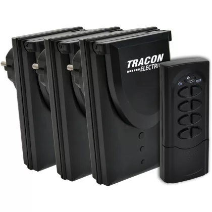  TRACON RCS13-IP Távkapcsolós csatlakozóaljzat, 3aljzat, 1 távírányító, IP44 230VAC, 50Hz, 3600W, IP44, 433,92MHz