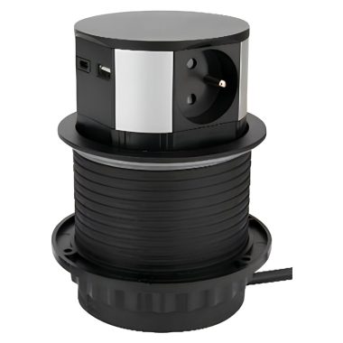 TRACON RE1003USB Asztali aljzat (előugró) 3xSchuko, USB-A, USB-C, max. 16A, 230VAC, 3680W, H05VV-F