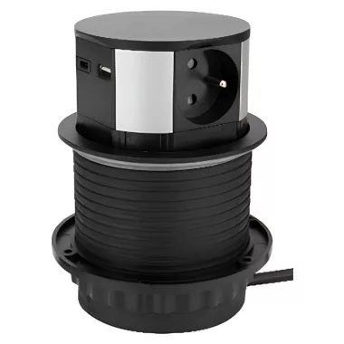 TRACON RE1003USB Asztali aljzat (előugró) 3xSchuko, USB-A, USB-C, max. 16A, 230VAC, 3680W, H05VV-F