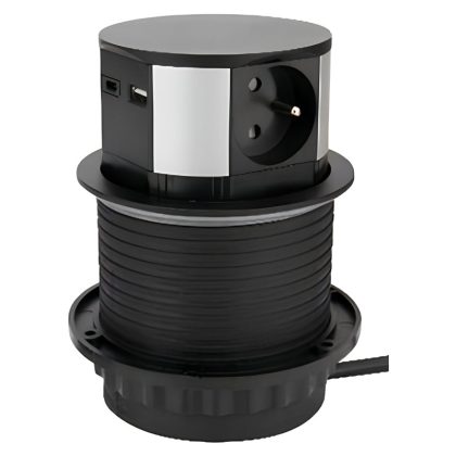 TRACON RE1003USB Asztali aljzat (előugró) 3xSchuko, USB-A, USB-C, max. 16A, 230VAC, 3680W,