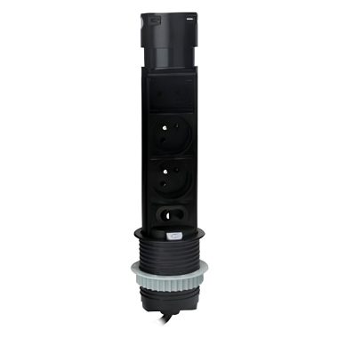 TRACON RE603USB Asztali aljzat (kihúzható) 3xSchuko, USB-A, USB-C, max. 16A, 230VAC, 3680W