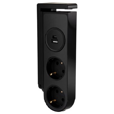 TRACON RECS2USB Asztali aljzat (csiptethető) 2xSchuko, USB-A, USB-C, max. 16A, 230VAC, 368