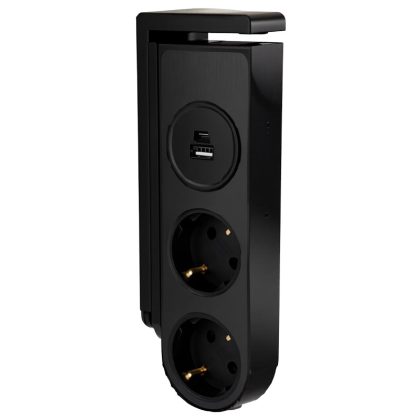 TRACON RECS2USB Asztali aljzat (csiptethető) 2xSchuko, USB-A, USB-C, max. 16A, 230VAC, 368