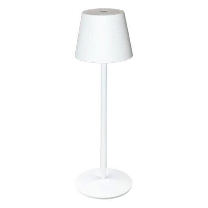   TRACON RLMW Asztali akkumulátoros LED díszlámpa, fém, fehér 3.5W, 3000K, 3,7V, 3600 mAh, Li-Ion, 200lm ,10h, IP20