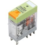   TRACON RN09-110AC Print relé tesztgombbal és állapotjelzéssel 110V AC / 2×CO (8A, 230V AC / 30V DC)