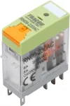 TRACON RN09-12DC Print relé tesztgombbal és állapotjelzéssel 12V DC / 2×CO (8A, 230V AC / 30V DC)