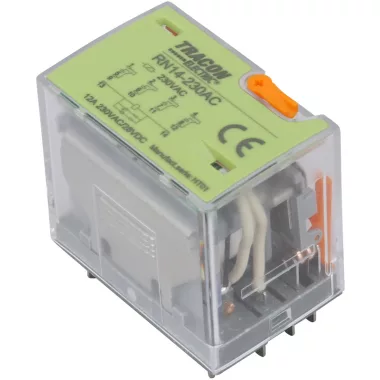 TRACON RN14-110AC Miniatűr teljesítményrelé tesztgombbal és állapotjelzéssel 110V AC / 4×CO (12A, 230V AC / 28V DC)