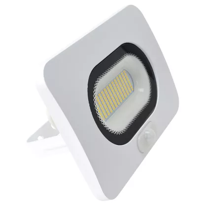   TRACON RSMDLFM50 SMD fényvető mozgásérzékelővel, fehér 50W, 4000K, IP65, 220-240V AC, 4000lm, 110°, 3-10m, EEI=G