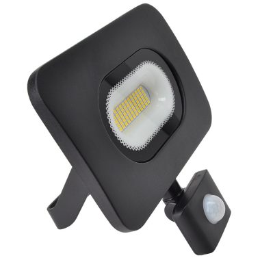 TRACON RSMDLM30H SMD floodlight with motion sensor, black 220-240V, 30W, 4000K, IP65,2700lm, EEI = A, 120 °, 10s-7min, 3-10m