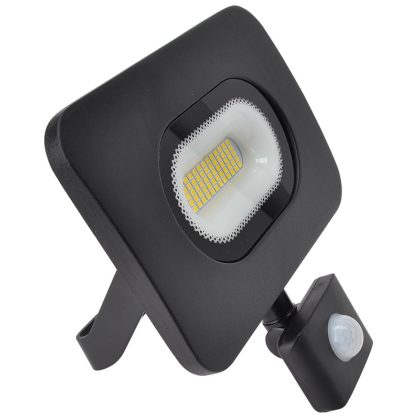   TRACON RSMDLM30H SMD floodlight with motion sensor, black 220-240V, 30W, 4000K, IP65,2700lm, EEI = A, 120 °, 10s-7min, 3-10m
