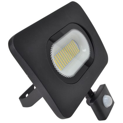   TRACON RSMDLM50H SMD floodlight with motion sensor, black 220-240V, 50W, 4000K, IP65,3750lm, EEI = A, 120 °, 10s-7min, 3-10m