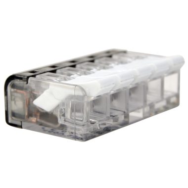 TRACON RVON5 Csavar nélküli vezetékösszekötő, nyitható átlátszó 0,2-4mm2, 32A, 450VAC 5P