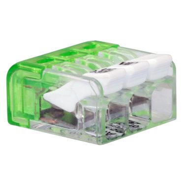 TRACON RVONK3 Csavar nélküli vezetékösszekötő, nyitható átlátszó 0,2-2,5mm2, 24A, 450VAC 3P