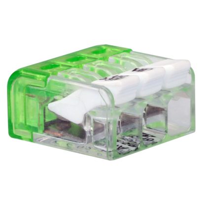   TRACON RVONK3 Csavar nélküli vezetékösszekötő, nyitható átlátszó 0,2-2,5mm2, 24A, 450VAC 3P