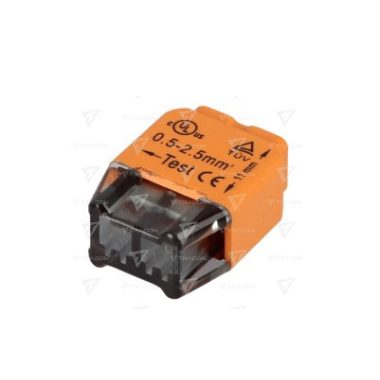 TRACON RVU2,5-2 Csavar nélküli vezetékösszekötő, narancssárga 2x0,5-2,5mm2, 450VAC, max. 16A