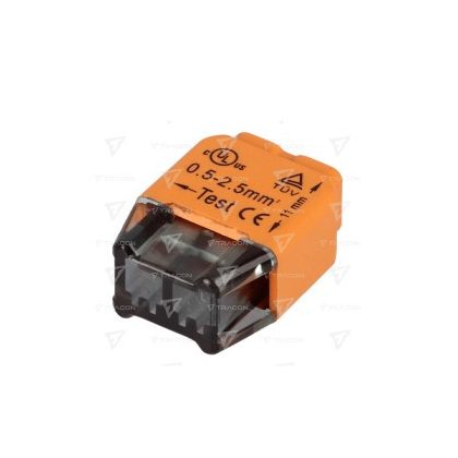   TRACON RVU2,5-2 Csavar nélküli vezetékösszekötő, narancssárga 2x0,5-2,5mm2, 450VAC, max. 16A