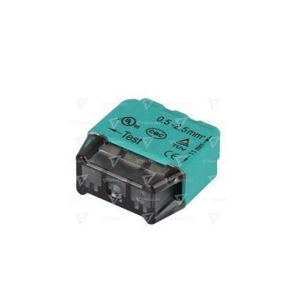 TRACON RVU2,5-3 Csavar nélküli vezetékösszekötő, zöld 3x0,5-2,5mm2, 450VAC, max. 16A