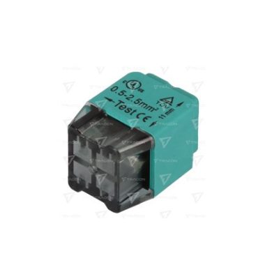 TRACON RVU2,5-4 Csavar nélküli vezetékösszekötő, zöld 4x0,5-2,5mm2, 450VAC, max. 16A