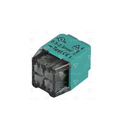TRACON RVU2,5-4 Csavar nélküli vezetékösszekötő, zöld 4x0,5-2,5mm2, 450VAC, max. 16A