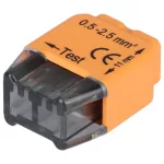   TRACON RVU2,5-2 Csavar nélküli vezetékösszekötő, narancssárga 2x0,5-2,5mm2, 450VAC, max. 16A