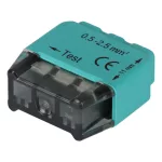   TRACON RVU2,5-3 Csavar nélküli vezetékösszekötő, zöld 3x0,5-2,5mm2, 450VAC, max. 16A
