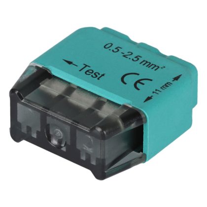   TRACON RVU2,5-3 Csavar nélküli vezetékösszekötő, zöld 3x0,5-2,5mm2, 450VAC, max. 16A