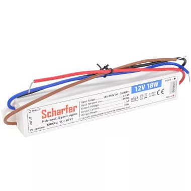 TRACON SCH-18-12 Műanyag házas LED meghajtó 220-240 VAC / 12 VDC; 18 W; IP67